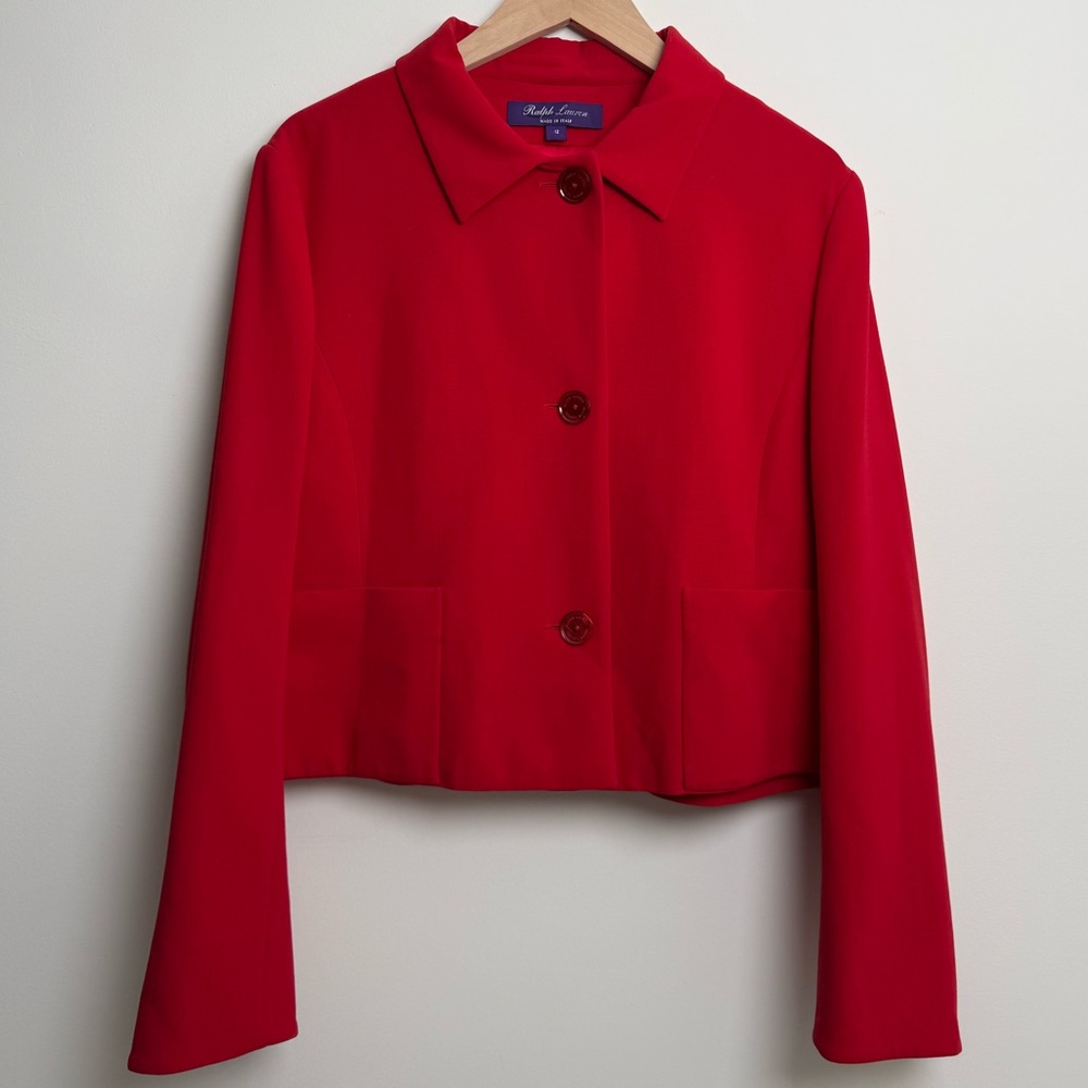Ralph Lauren Purple label red cropped pleated jacket - Picture 1 of 9